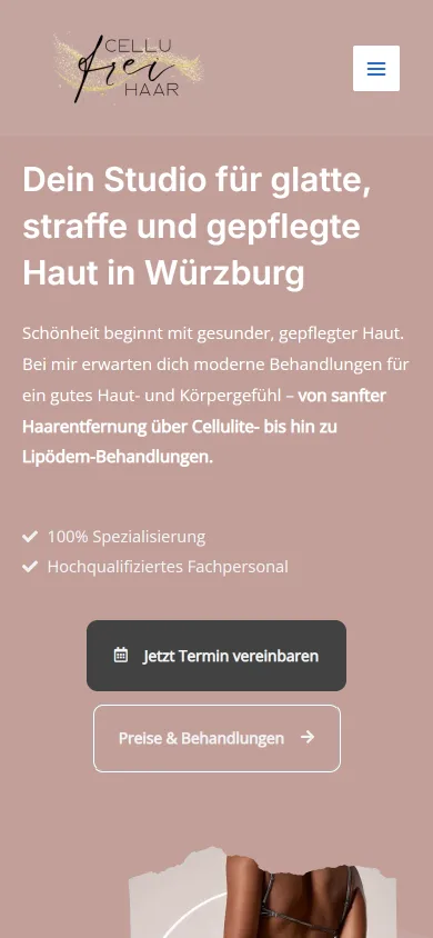 Website von Freihaar auf dem Smartphone