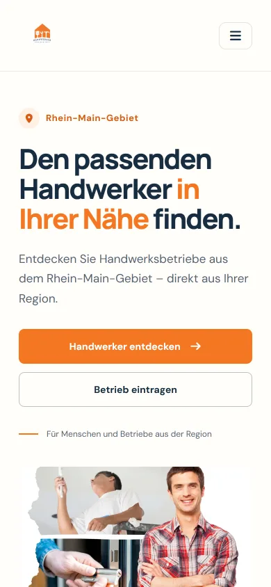 Website von Handwerker finden Rhein-Main auf dem Smartphone