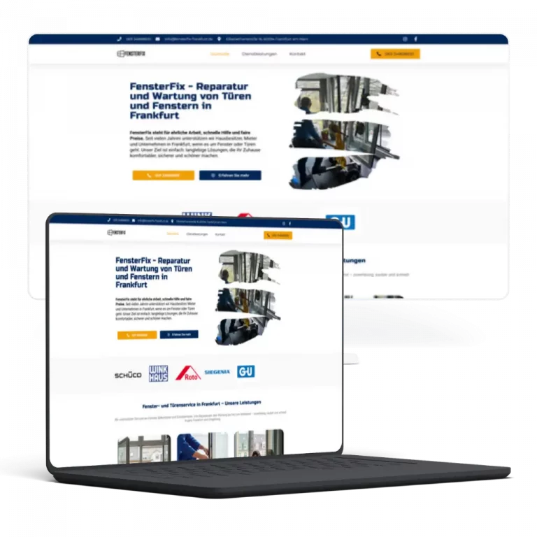 Website für einen lokalen Handwerker, der Fenster repariert