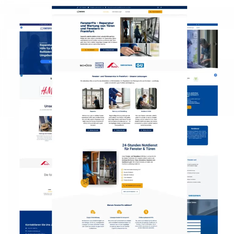 Website-Struktur und Inhalte – FensterFix Website von Grund auf aufgebaut.